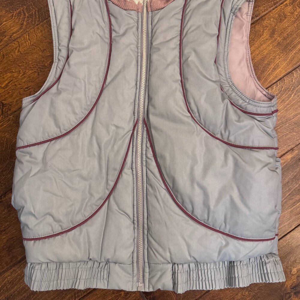Mauve Gray/Lavender‎ Insulated Vest Fair Isle Knit Collar Medium - Picture 4 of 13